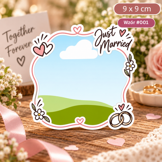 Personalizowany magnes ze zdjęciem na ślub – Just Married