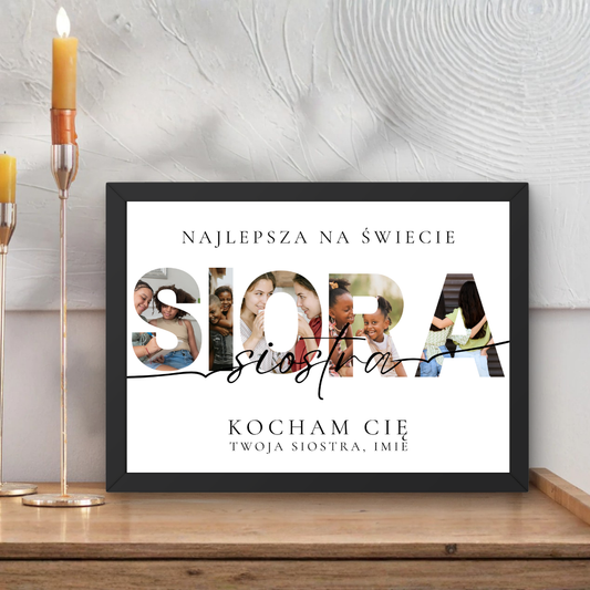 Personalizowany Plakat dla Siostry ze Zdjęciami A3 – Sister Photo Poster, Prezent dla Siostry
