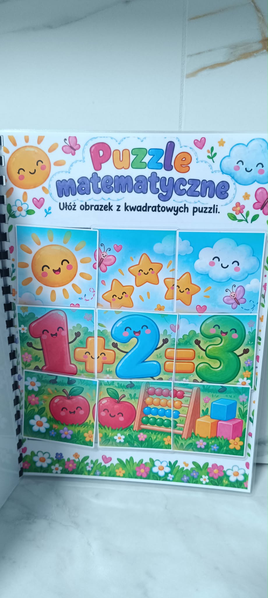 Matematyka 4+ – Książeczka interaktywna na rzepy A4 | Nauka liczenia, dodawania i odejmowania
