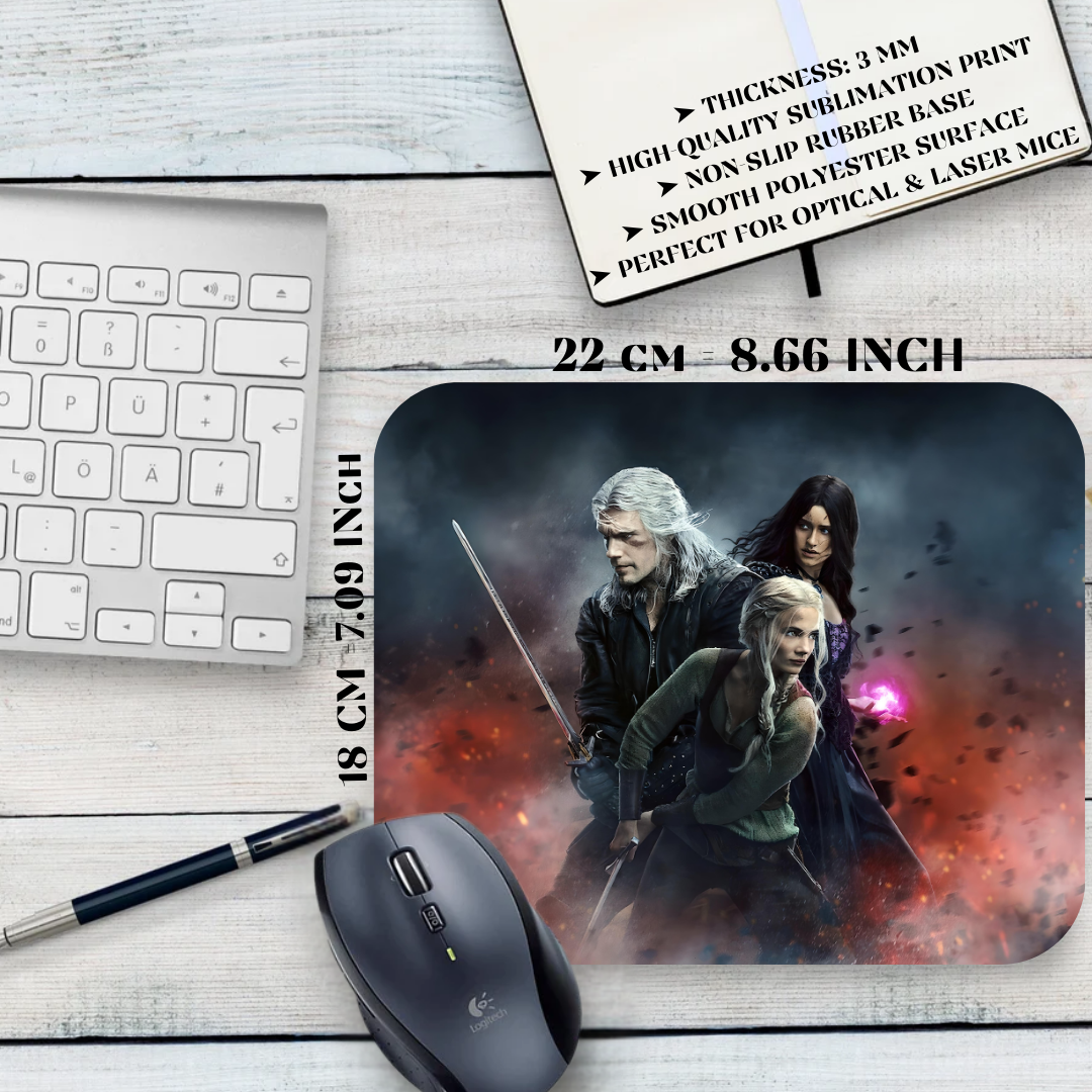 Podkładka pod mysz Wiedźmin / The Witcher – Geralt, Ciri i Yennefer