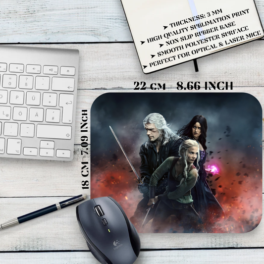Podkładka pod mysz Wiedźmin / The Witcher – Geralt, Ciri i Yennefer