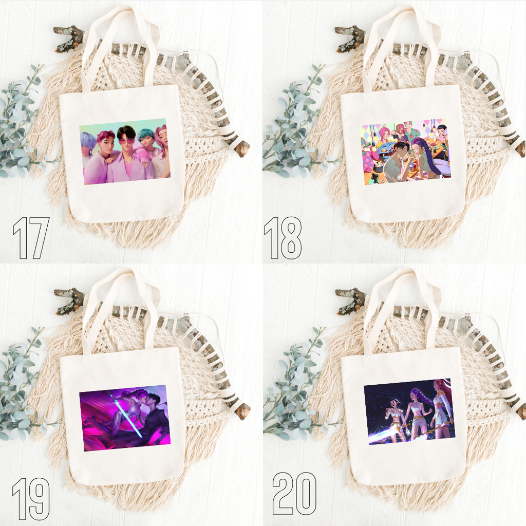 K-Pop Demon Hunters, Hana, Bora, Jae, Suho, Yumi, K-Pop Group, Demon Slayers, Seoul, Music & Magic, Animation, Action, Fantasy, DreamWorks, Netflix | Inspired Tote Bag