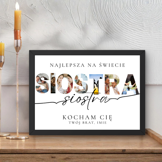 Personalizowany Plakat dla Siostry ze Zdjęciami A3 – Sister Photo Poster, Prezent dla Siostry