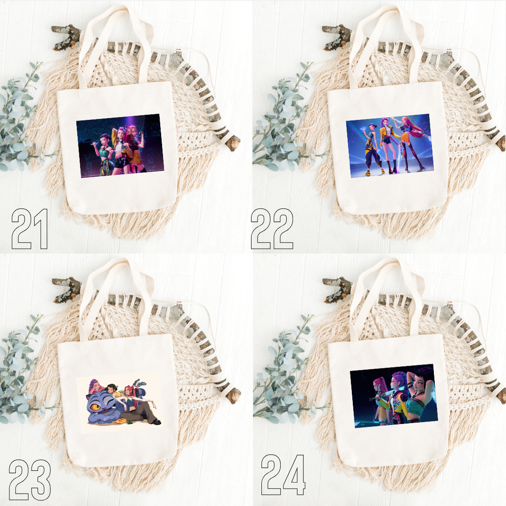 K-Pop Demon Hunters, Hana, Bora, Jae, Suho, Yumi, K-Pop Group, Demon Slayers, Seoul, Music & Magic, Animation, Action, Fantasy, DreamWorks, Netflix | Inspired Tote Bag