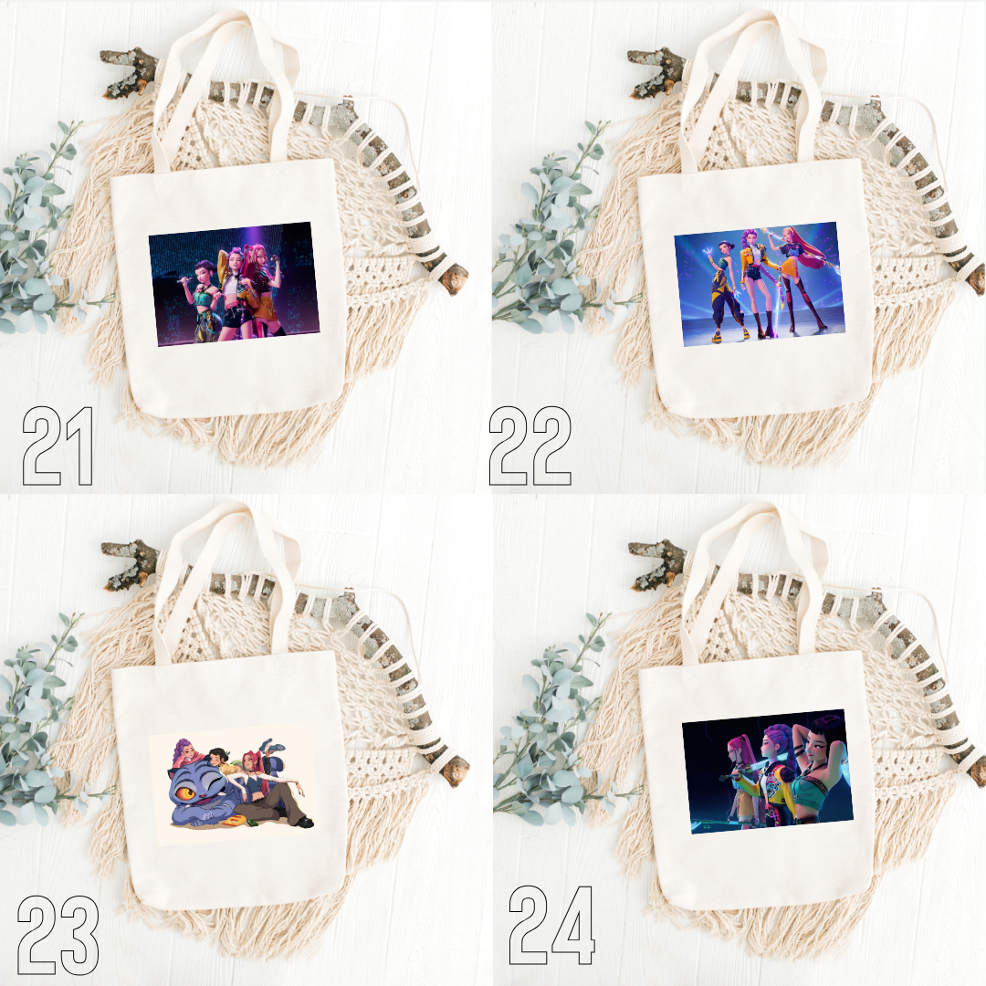 K-Pop Demon Hunters, Hana, Bora, Jae, Suho, Yumi, K-Pop Group, Demon Slayers, Seoul, Music & Magic, Animation, Action, Fantasy, DreamWorks, Netflix | Inspired Tote Bag