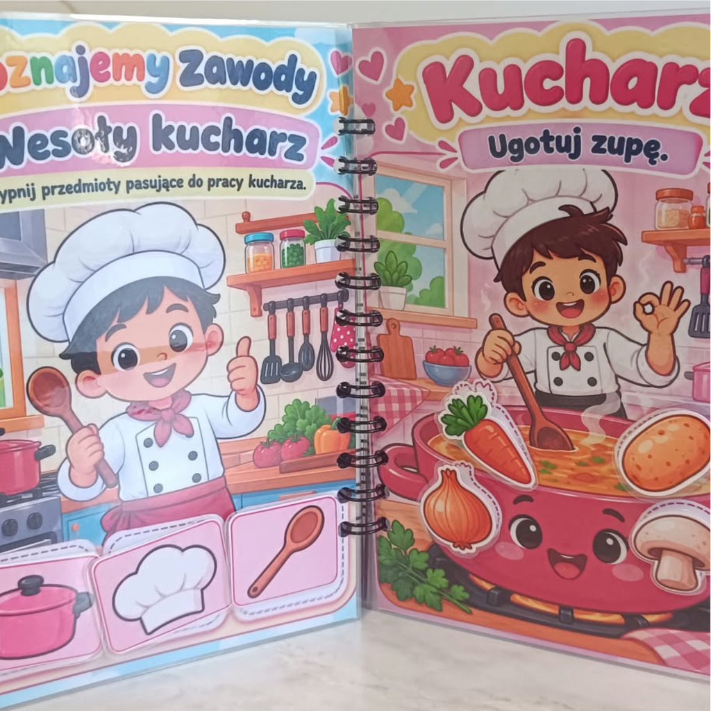 Książeczka interaktywna „Poznajemy zawody” – Edukacyjna zabawa na rzepy | A5