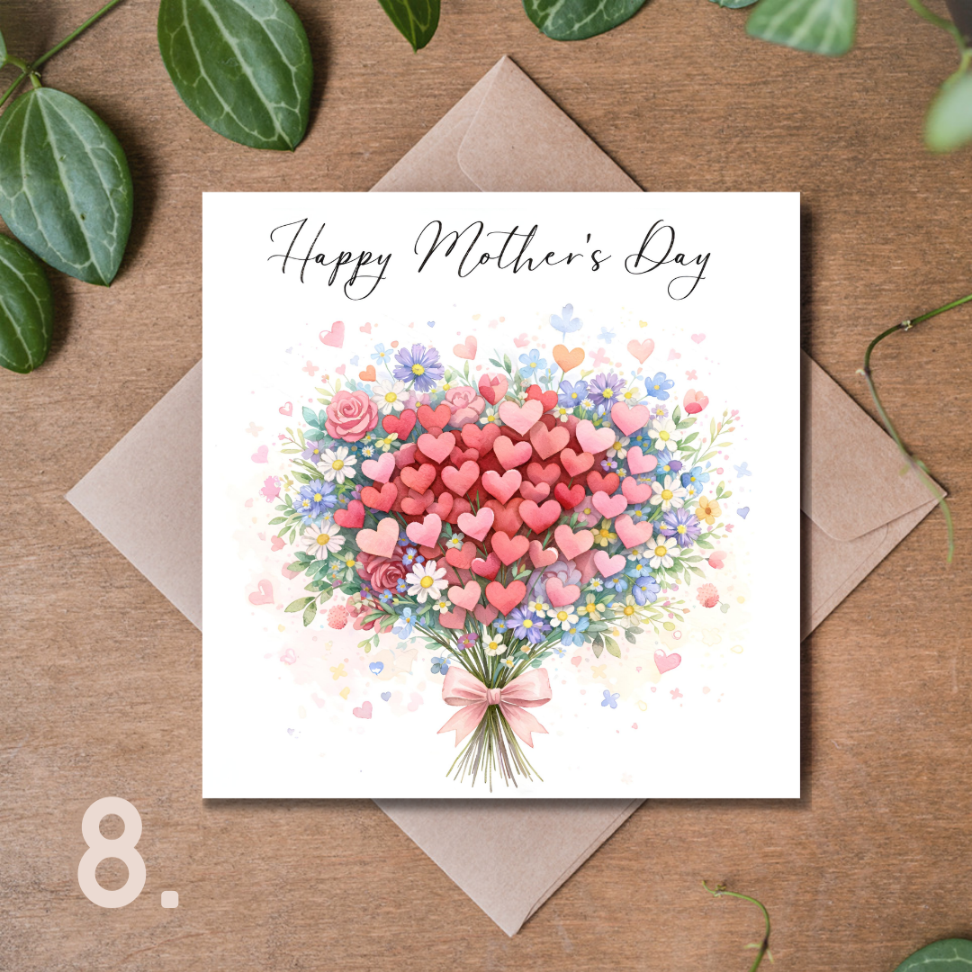 Kolekcja Kartek na Dzień Matki Premium 14,8 × 14,8 cm – Wybierz Swój Wzór | Elegancka Kartka z Kopertą