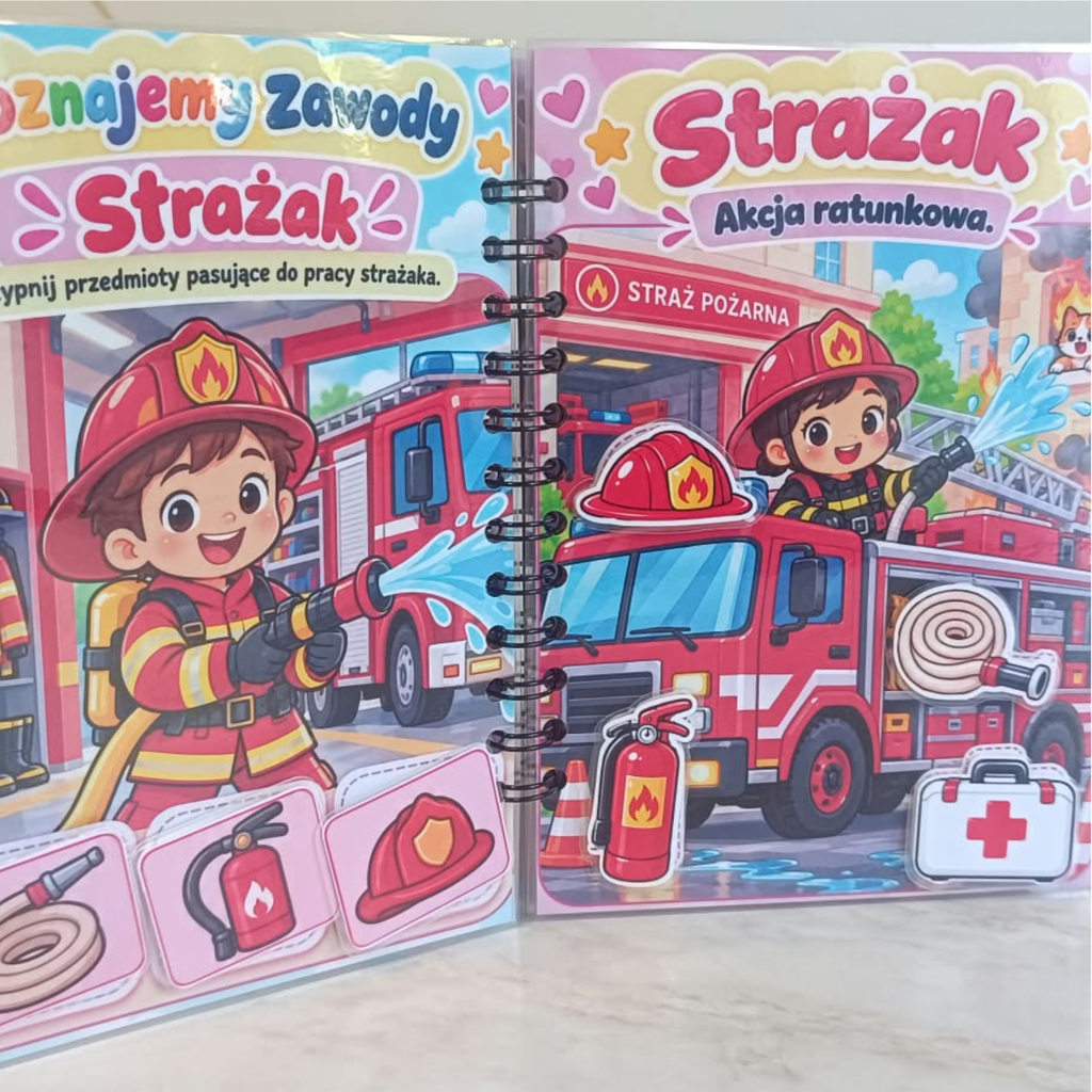 Książeczka interaktywna „Poznajemy zawody” – Edukacyjna zabawa na rzepy | A5