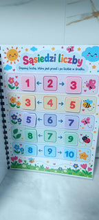 Matematyka 4+ – Książeczka interaktywna na rzepy A4 | Nauka liczenia, dodawania i odejmowania