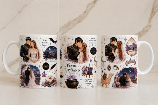 Fantasytasse – Feen, Flügel, Nachtstimmung, Romantasy-Ästhetik, Geschenk für Buchliebhaber inspiriert von ACOTAR