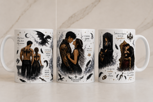 Fantasy-Tasse – Drachen, Drachenreiter, Romantasy-Ästhetik, Geschenk für Buchliebhaber, inspiriert von Fourth Wing