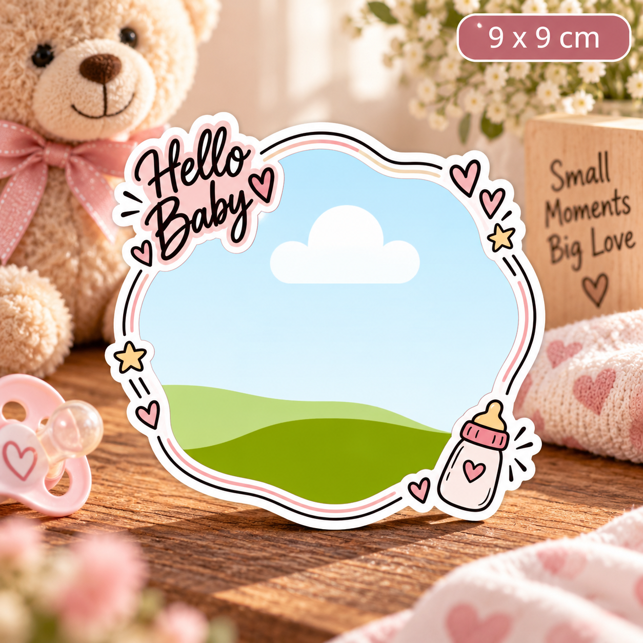 Personalizowany magnes ze zdjęciem Hello Baby