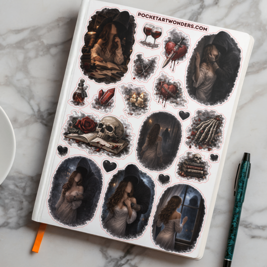 Naklejki Dark Romance – inspirowane Hunting Adeline, mroczna miłość, gothic aesthetic, bookish D14