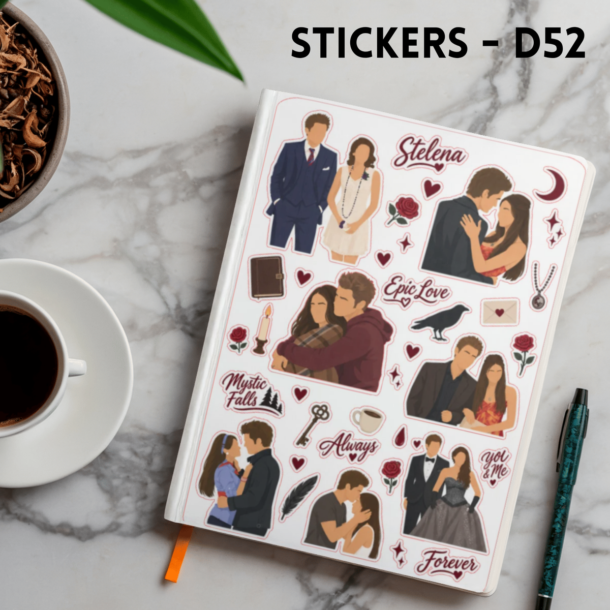 Arkusz naklejek – Pamiętniki Wampirów / The Vampire Diaries – Stefan + Elena – Stelena  (D52)