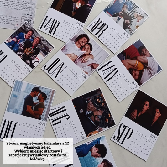 Personalizowany Kalendarz Magnetyczny 2026 – 12 Własnych Zdjęć – Wybierz Miesiąc Startowy