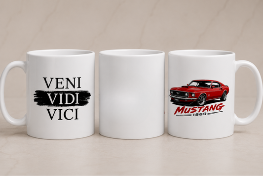 Ceramic Mug 330 ml - Veni, Vidi, Vivi + Mustang