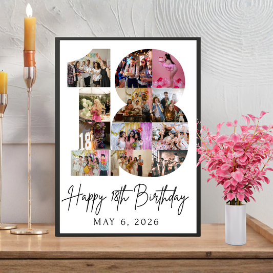 Personalizowany Plakat na 18 Urodziny ze Zdjęciami A3 – Happy 18th Birthday Photo Poster