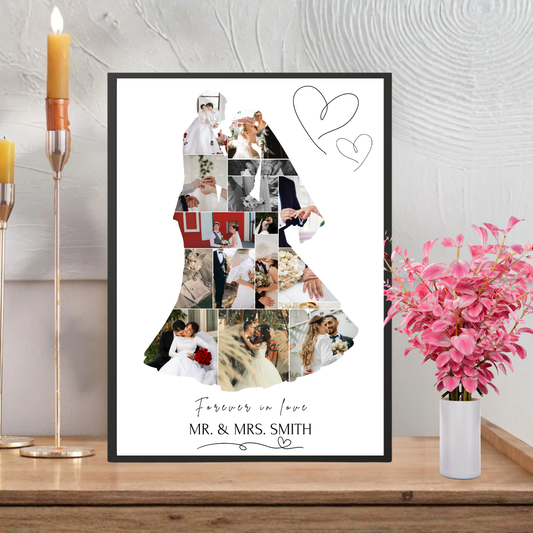 Personalizowany Plakat Ślubny ze Zdjęciami A3 – Wedding Photo Collage Poster, Prezent Ślubny