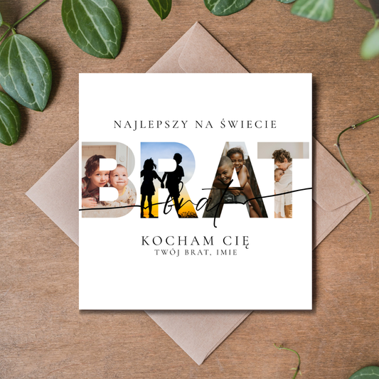 Personalizowana kartka dla brata ze zdjęciami | Kartka BRAT ze zdjęć | Prezent dla brata | Personalized Brother Photo Card