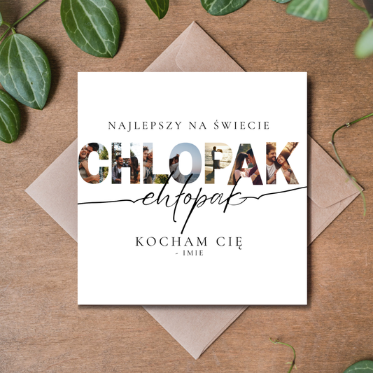 Personalizowana kartka dla chłopaka ze zdjęciami | Kartka miłosna z fotografiami | Prezent dla chłopaka | Personalized Boyfriend Photo Card
