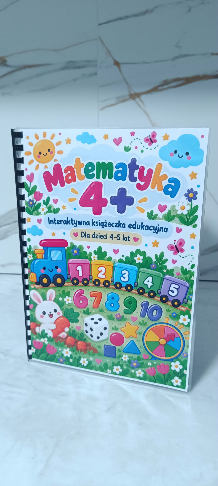 Matematyka 4+ – Książeczka interaktywna na rzepy A4 | Nauka liczenia, dodawania i odejmowania