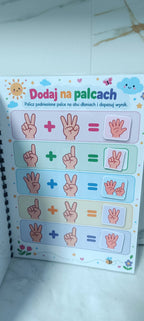 Matematyka 4+ – Książeczka interaktywna na rzepy A4 | Nauka liczenia, dodawania i odejmowania