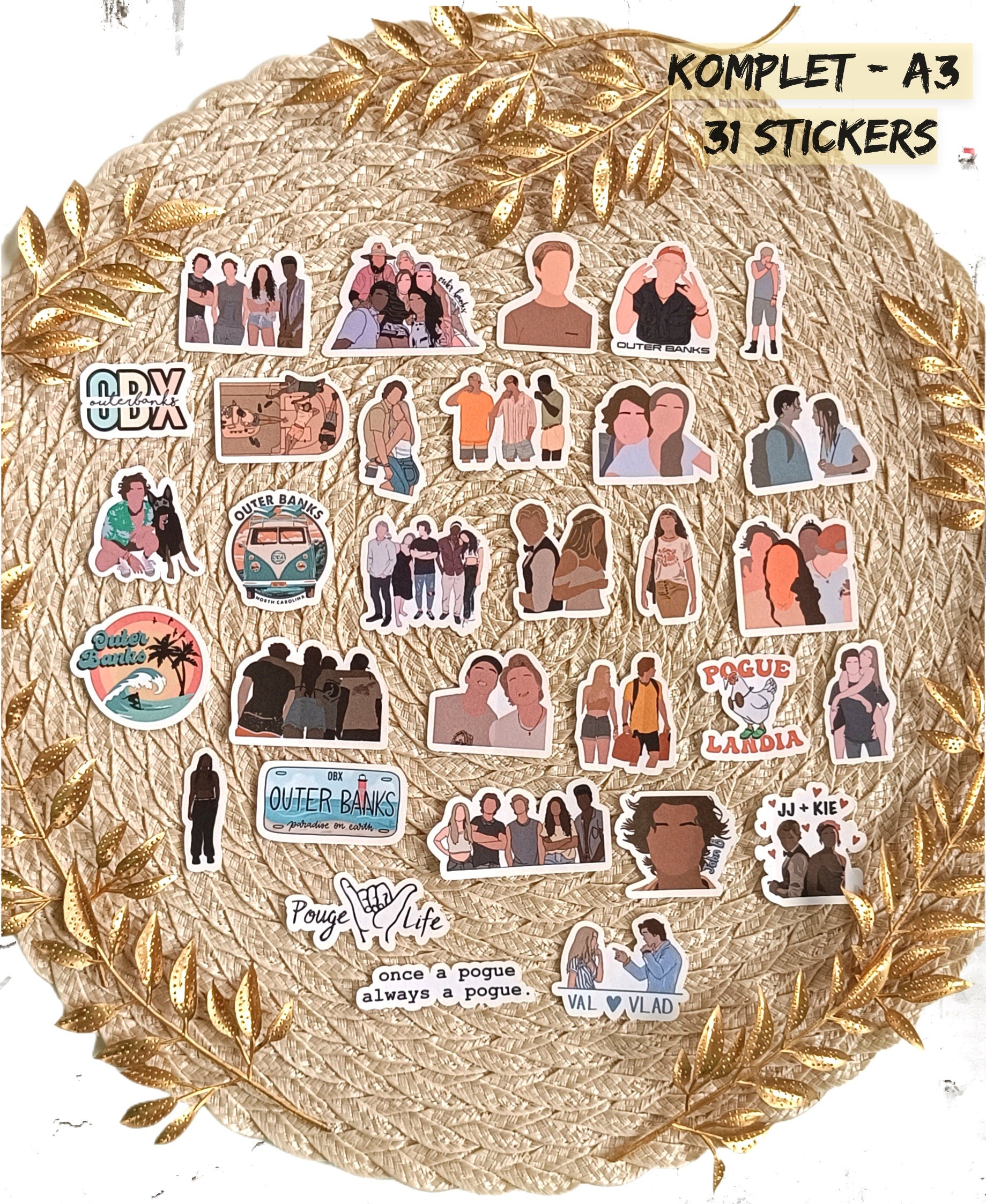 Outer banks, Sarah Cameron,John B, Kiara , JJ, Pope, OBX | STICKERS