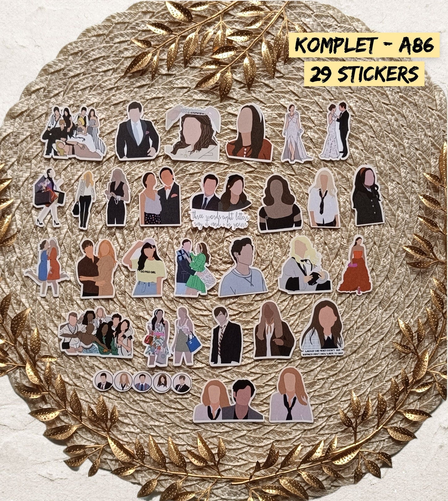 Zestaw naklejek Plotkara / Gossip Girl – Blair Waldorf, Serena van der Woodsen, Chuck Bass