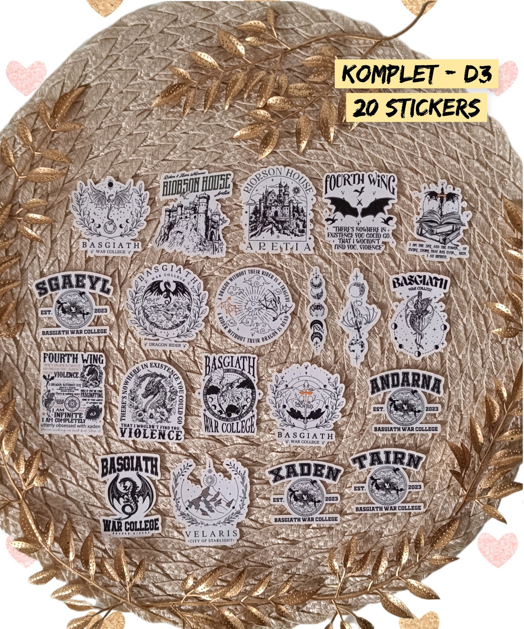 Fourth Wing, Iron Flame, Xaden Riorson, Violet Sorrengail, Tairn, Sgaeyl, Andarna, Basgiath War College | STICKERS