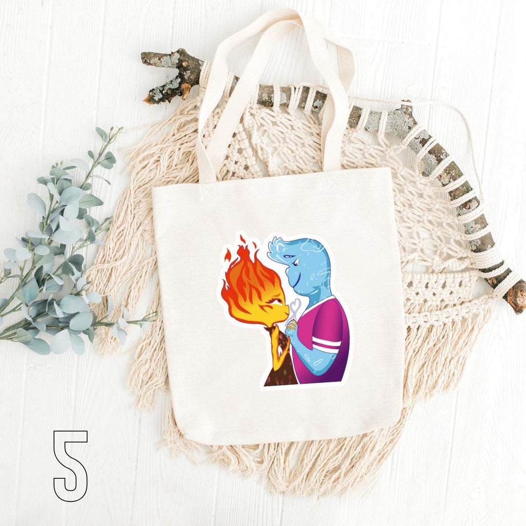 Disney Elemental Inspired Tote Bag | Ember, Gale & Lake Cotton Bag | Pixar Aesthetic Gift
