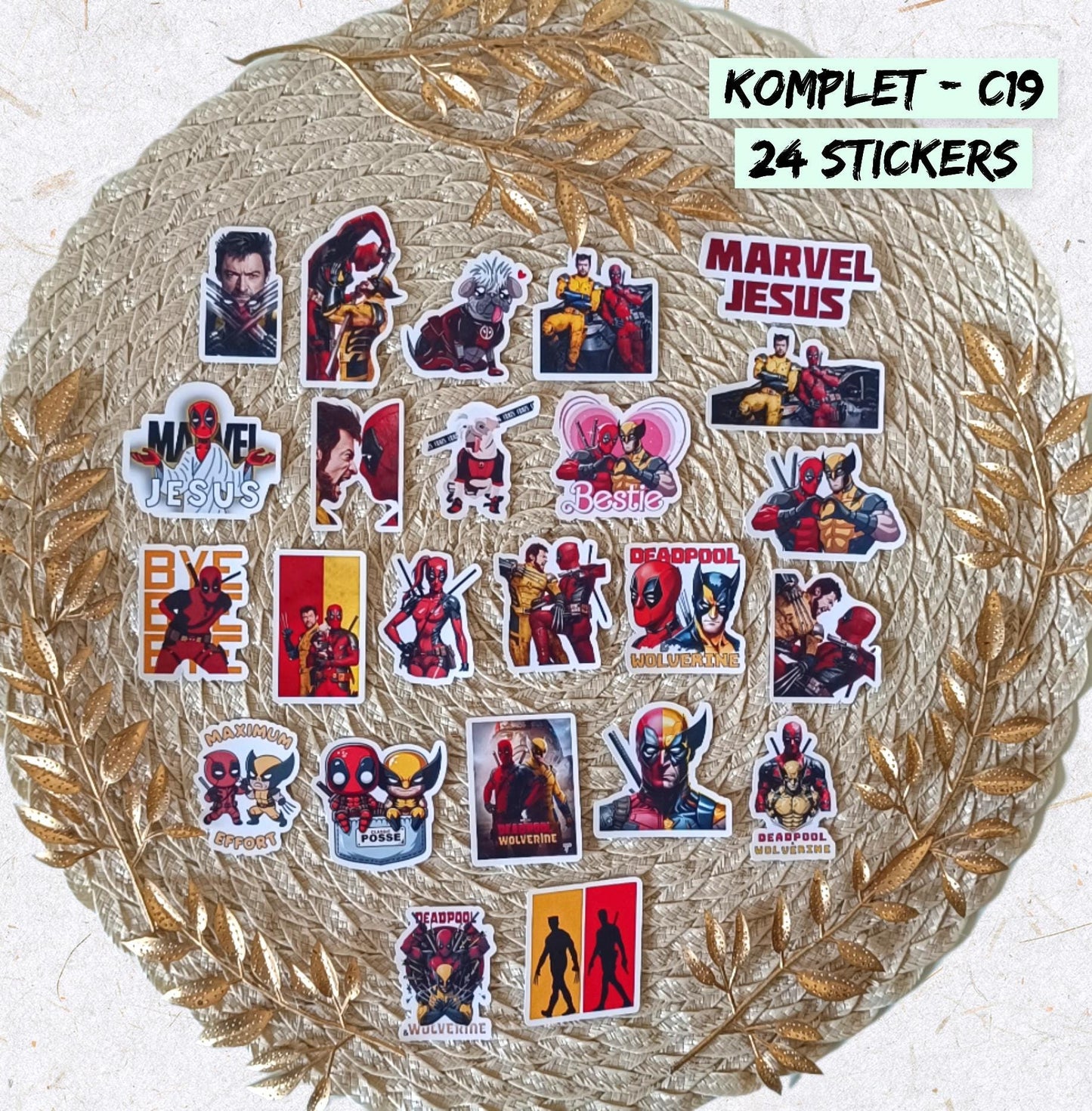 Zestaw naklejek - inspirowany Deadpool & Wolverine