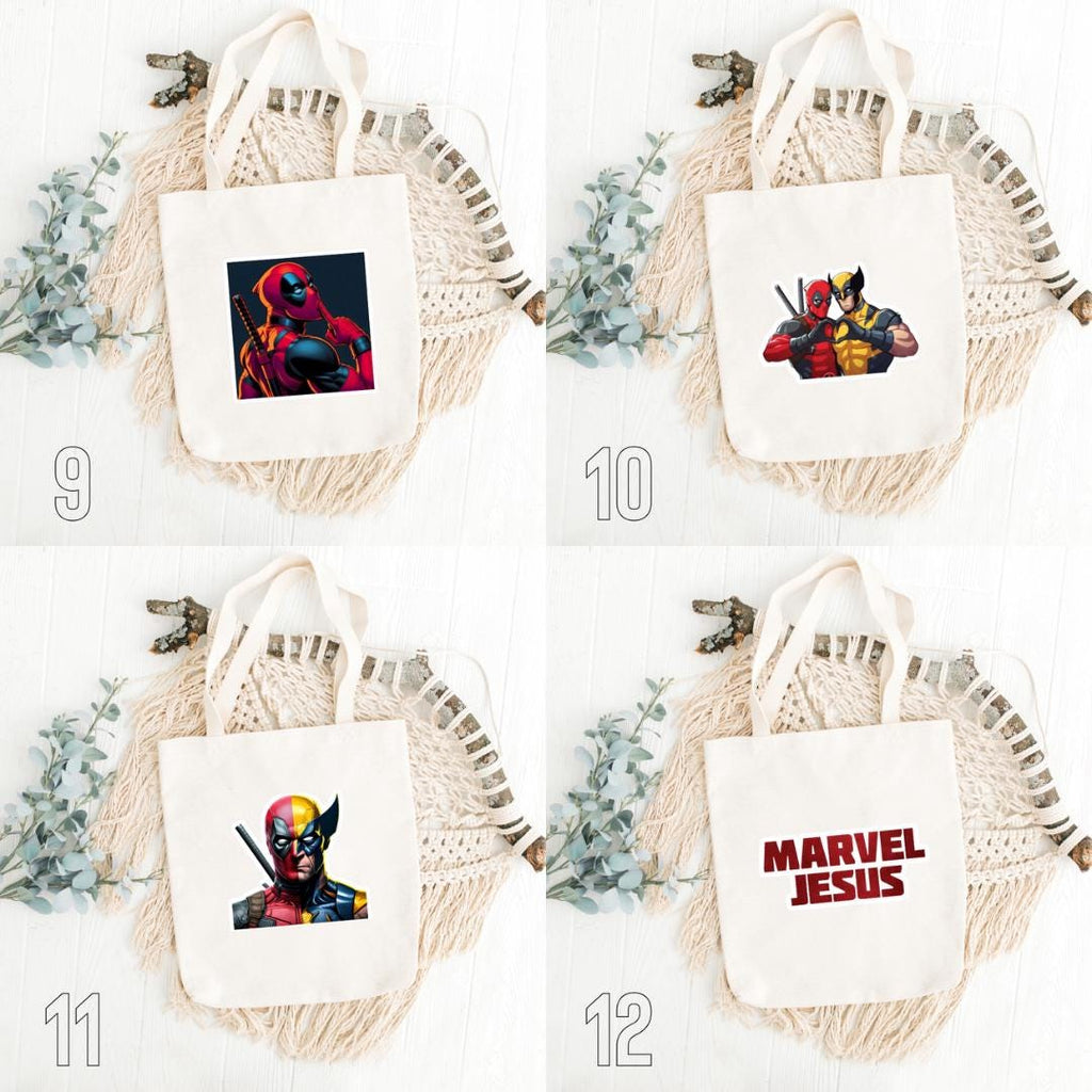 Deadpool & Wolverine Inspired Tote Bag | Superhero Cotton Bag | Marvel Parody Aesthetic Gift