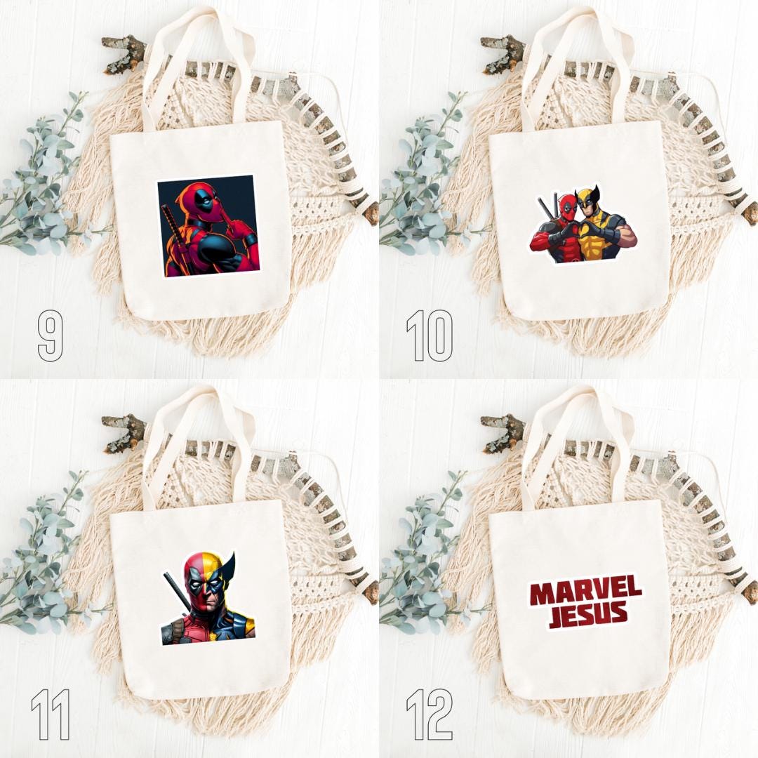Deadpool & Wolverine Inspired Tote Bag | Superhero Cotton Bag | Marvel Parody Aesthetic Gift
