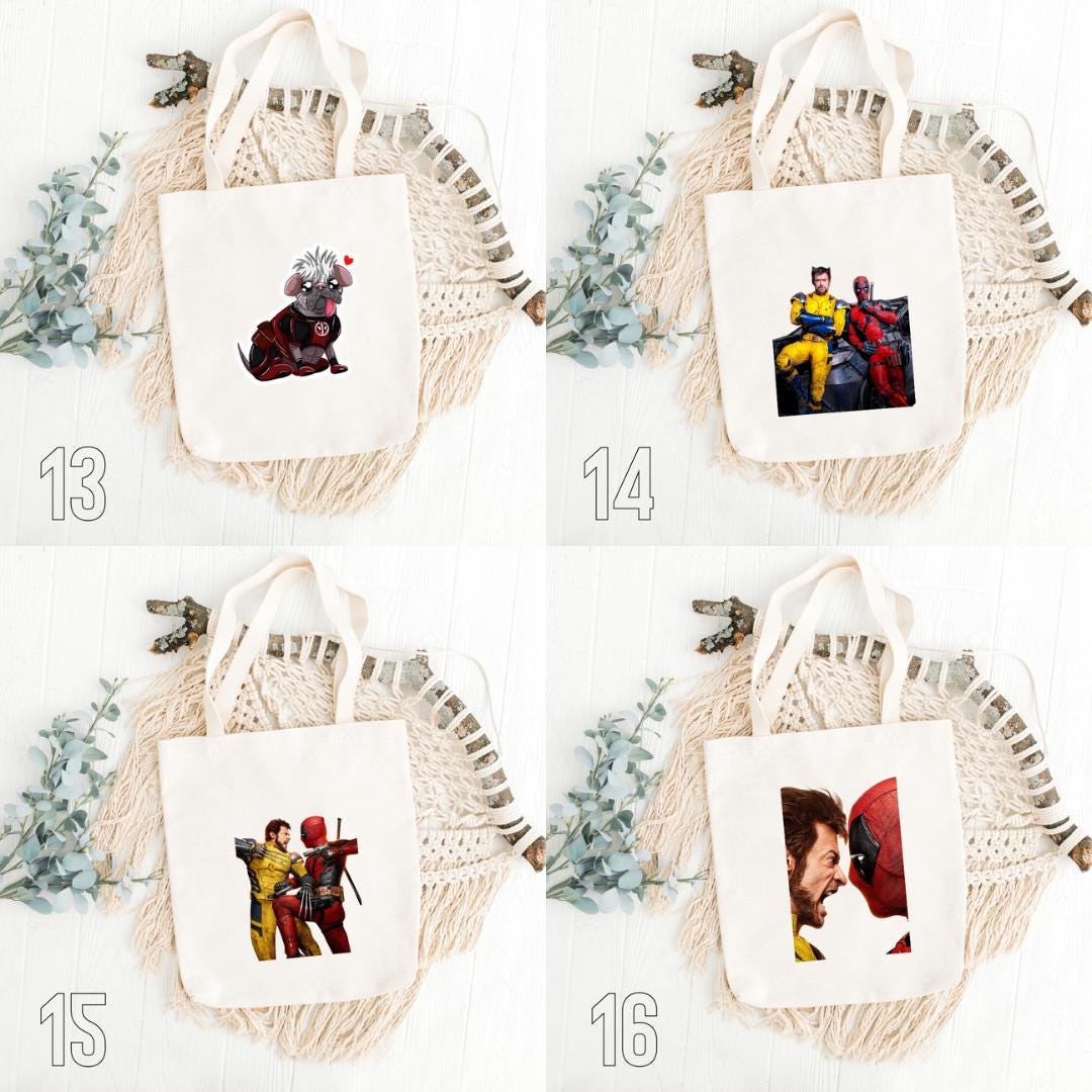 Deadpool & Wolverine Inspired Tote Bag | Superhero Cotton Bag | Marvel Parody Aesthetic Gift