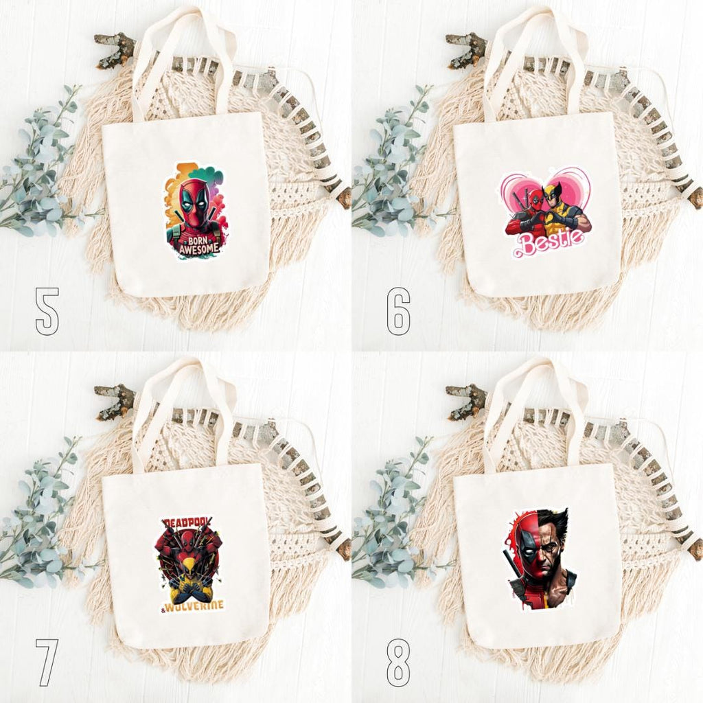 Deadpool & Wolverine Inspired Tote Bag | Superhero Cotton Bag | Marvel Parody Aesthetic Gift