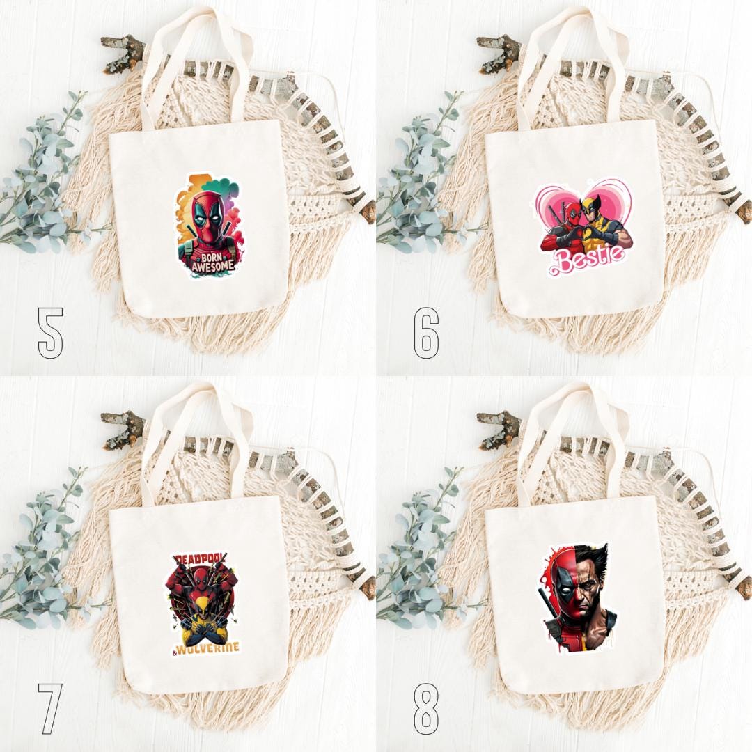 Deadpool & Wolverine Inspired Tote Bag | Superhero Cotton Bag | Marvel Parody Aesthetic Gift