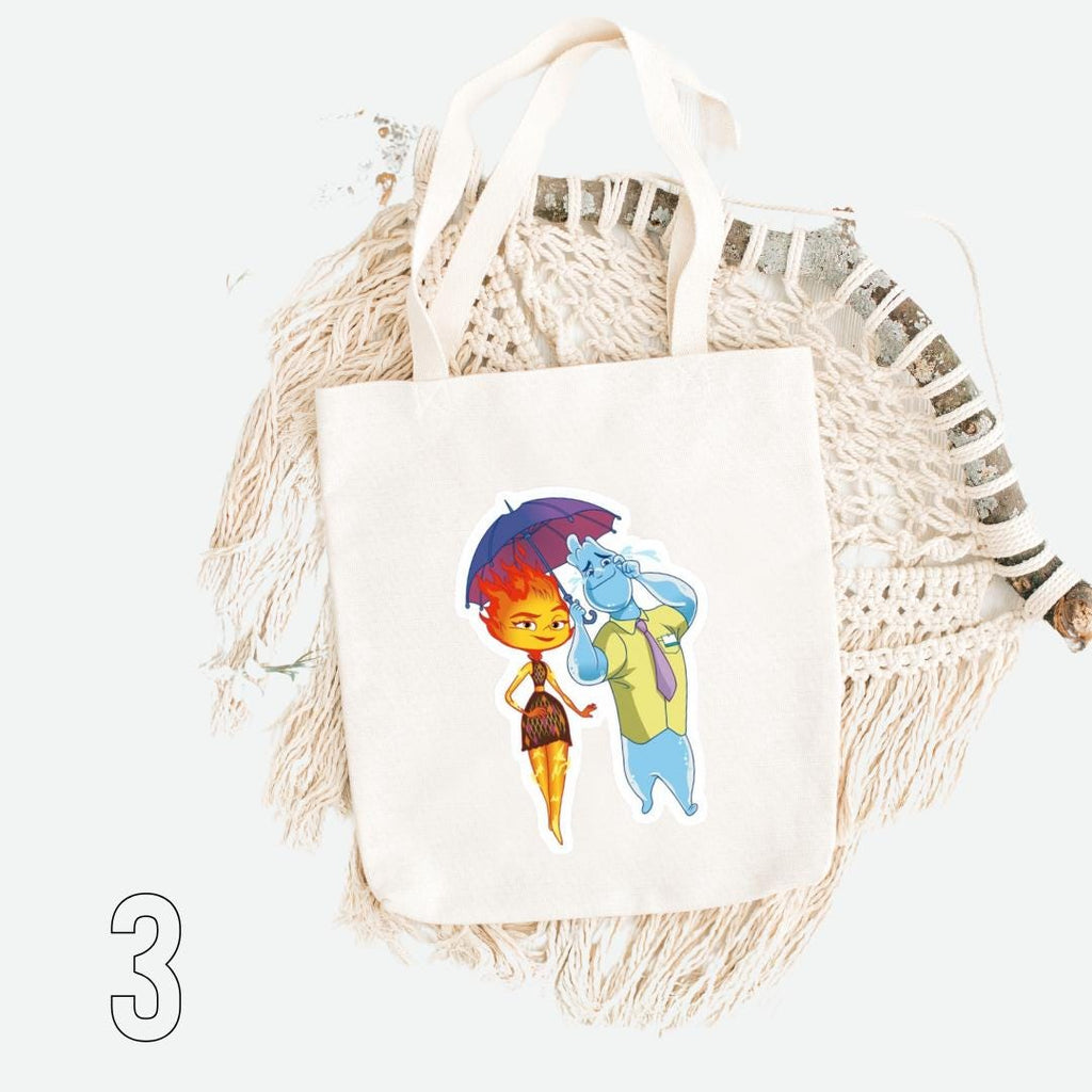 Disney Elemental Inspired Tote Bag | Ember, Gale & Lake Cotton Bag | Pixar Aesthetic Gift