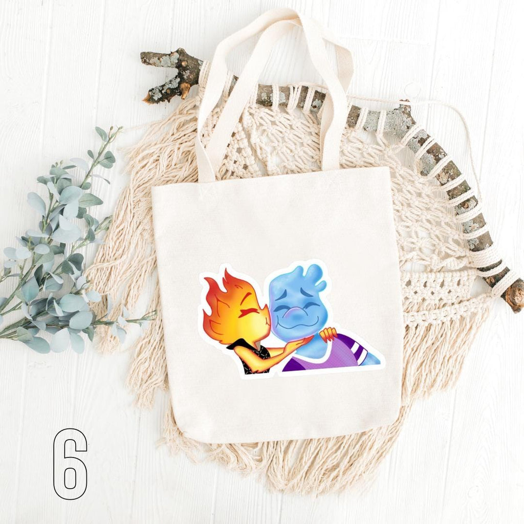 Disney Elemental Inspired Tote Bag | Ember, Gale & Lake Cotton Bag | Pixar Aesthetic Gift