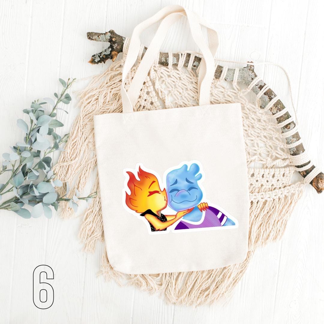 Disney Elemental Inspired Tote Bag | Ember, Gale & Lake Cotton Bag | Pixar Aesthetic Gift