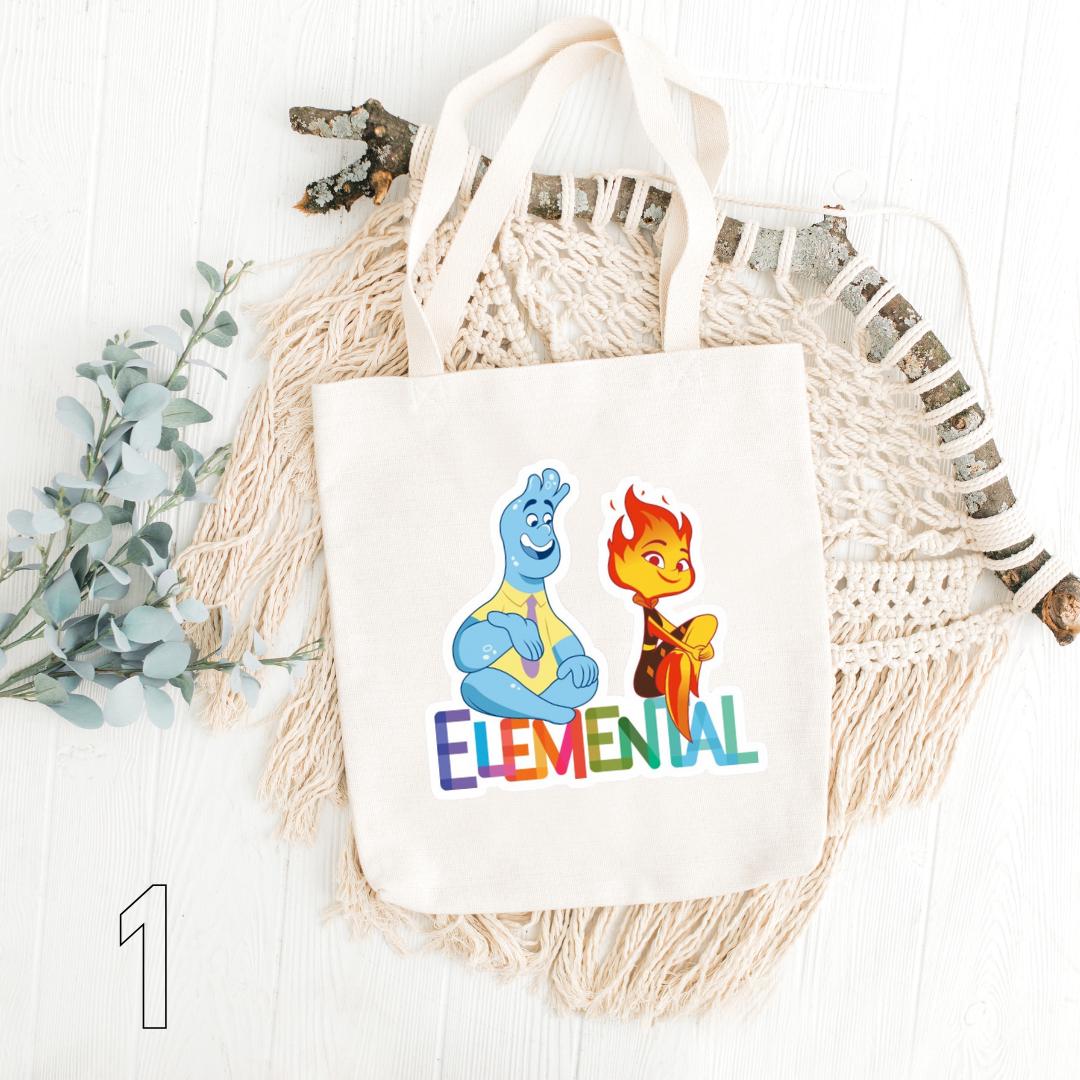 Disney Elemental Inspired Tote Bag | Ember, Gale & Lake Cotton Bag | Pixar Aesthetic Gift