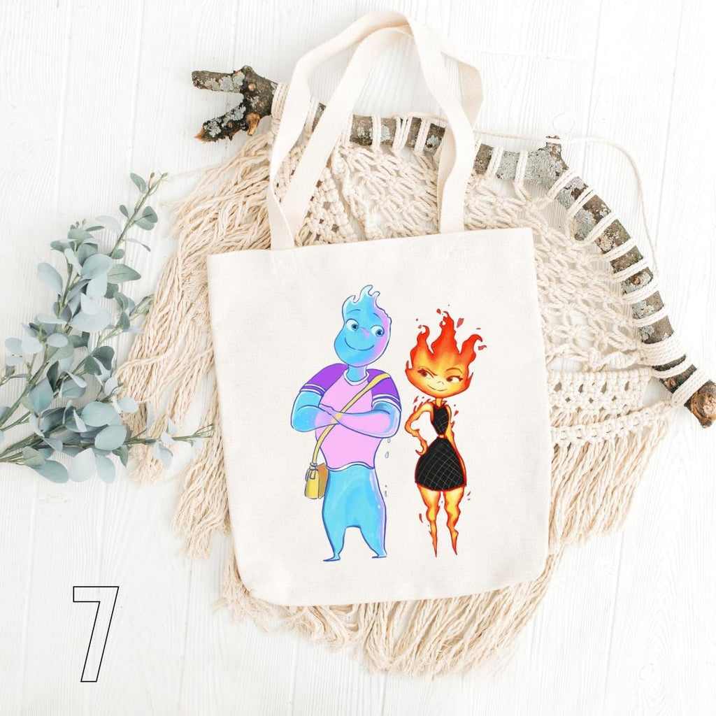Disney Elemental Inspired Tote Bag | Ember, Gale & Lake Cotton Bag | Pixar Aesthetic Gift