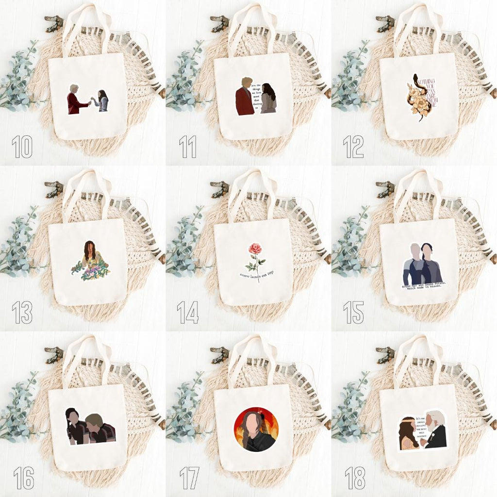 The Hunger Games Inspired Tote Bag | Katniss, Peeta & Gale Cotton Bag | Dystopian Movie Aesthetic Gift