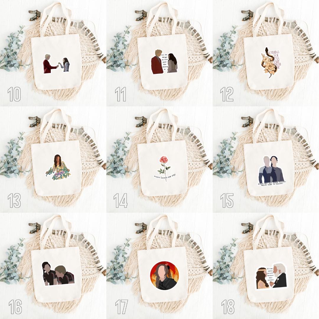 The Hunger Games Inspired Tote Bag | Katniss, Peeta & Gale Cotton Bag | Dystopian Movie Aesthetic Gift