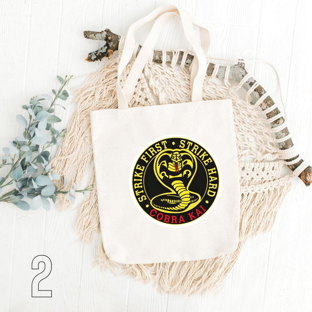 Cobra Kai Inspired Tote Bag | Karate Dojo Cotton Bag | Johnny, Daniel, Miguel & Tory Aesthetic Gift