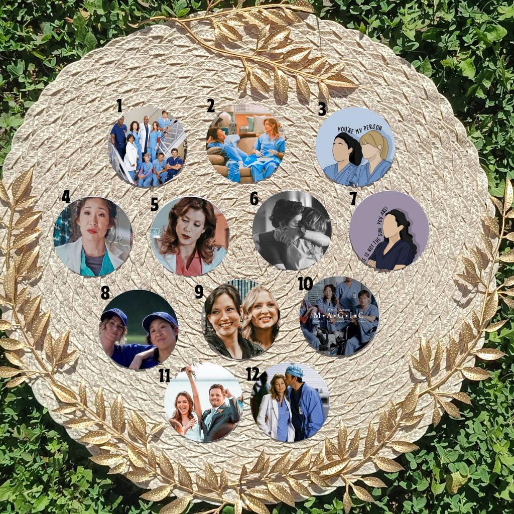 Grey's Anatomy, Meredith Grey, Miranda Bailey, Derek Shepherd, Alex Karev, Cristina Yang , Seattle Greys Hospital | PINS, KEYCHAIN, MAGNET