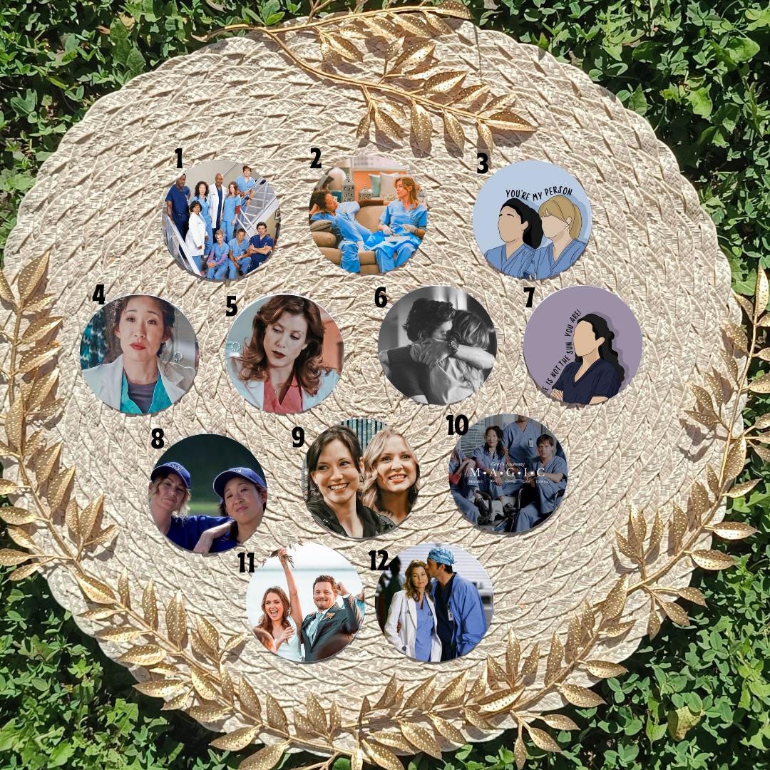 Magnes na lodówkę Chirurdzy – inspirowany serialem, estetyczny magnes, Meredith Grey, Derek Shepherd