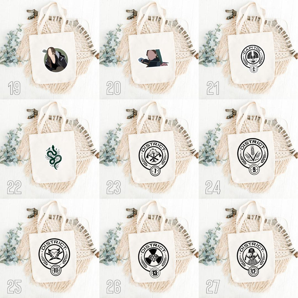 The Hunger Games Inspired Tote Bag | Katniss, Peeta & Gale Cotton Bag | Dystopian Movie Aesthetic Gift