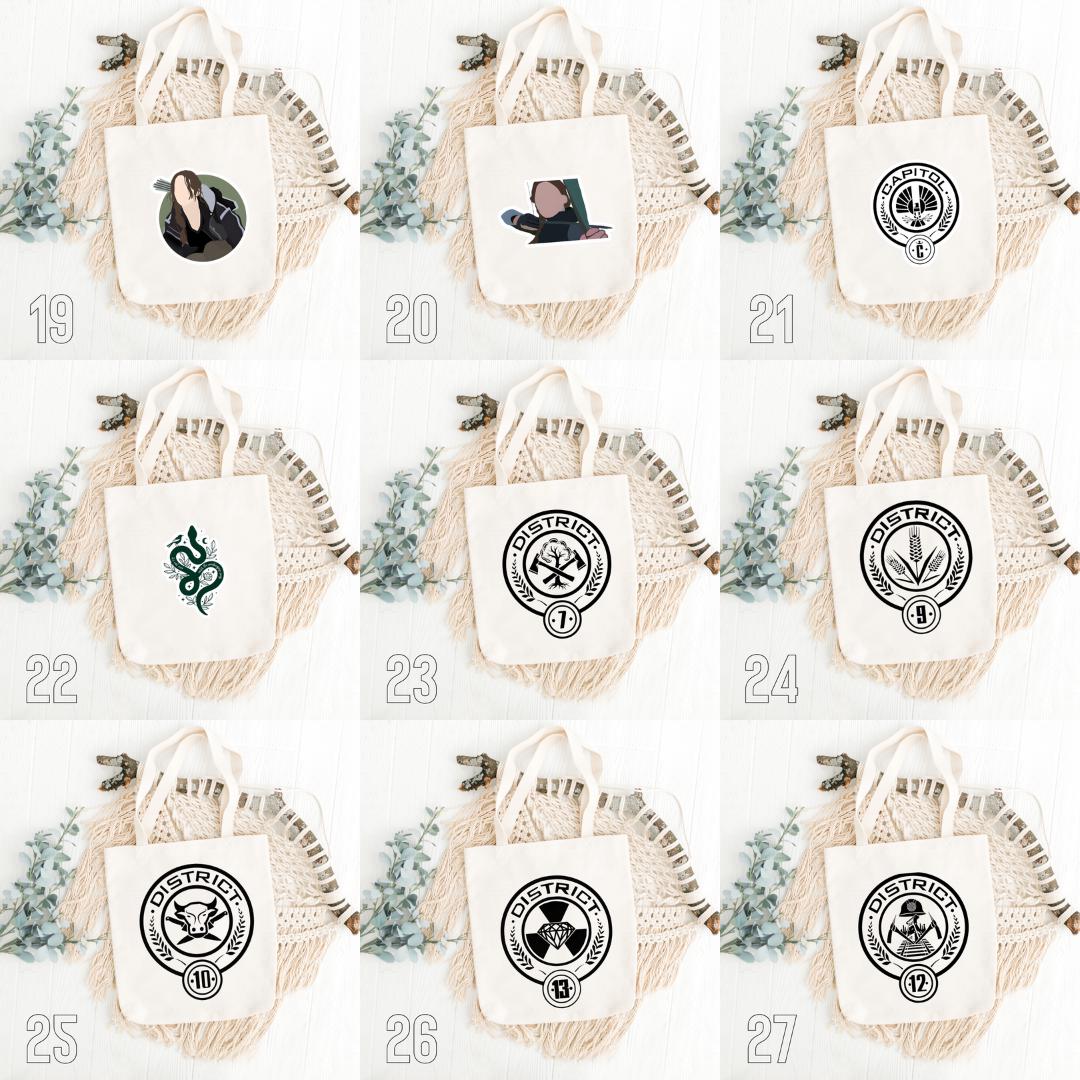 The Hunger Games Inspired Tote Bag | Katniss, Peeta & Gale Cotton Bag | Dystopian Movie Aesthetic Gift