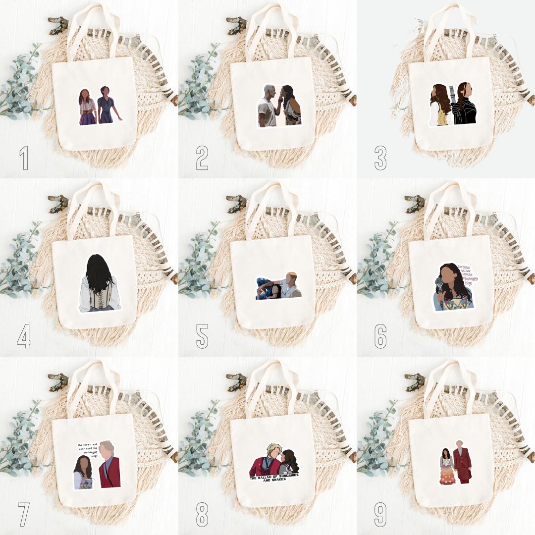 The Hunger Games Inspired Tote Bag | Katniss, Peeta & Gale Cotton Bag | Dystopian Movie Aesthetic Gift