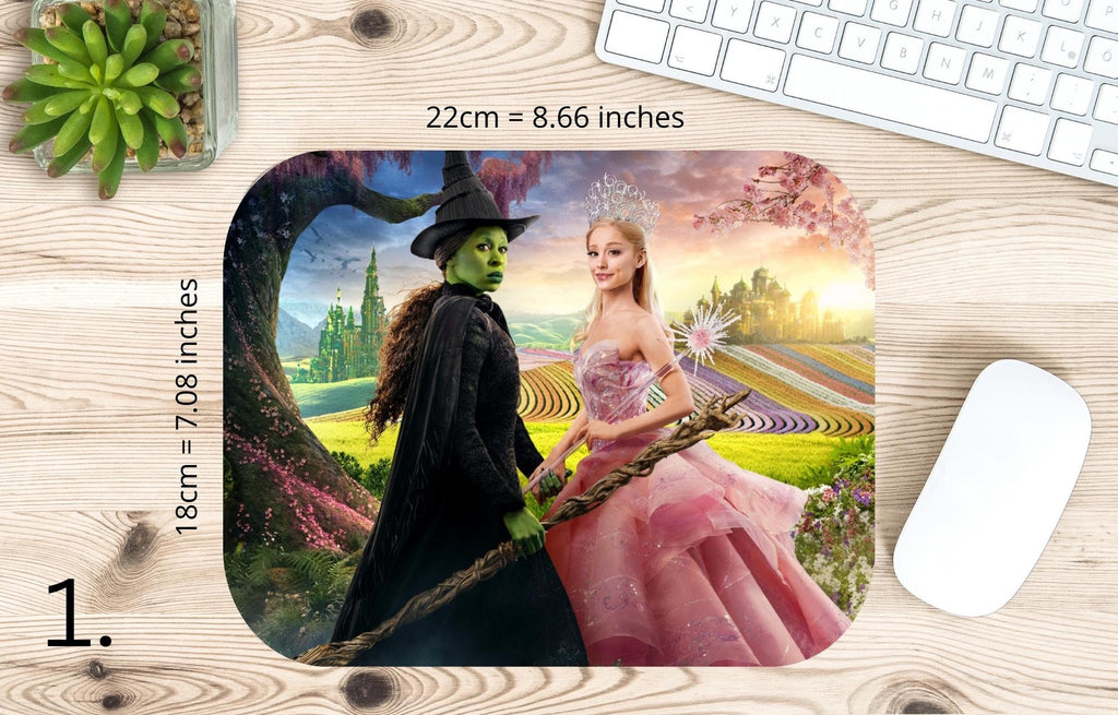 Wicked 2024, Wizard Musical Movie 2024, Wicked, Elphaba, Glinda, Change For Good, Pink And Green, Defying Gravity Broomstick | MAUSEPAD